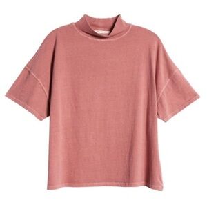 Free People We The Free Mock Neck‎ Short Sleeve T-Shirt Cotton Dusty Pink Medium